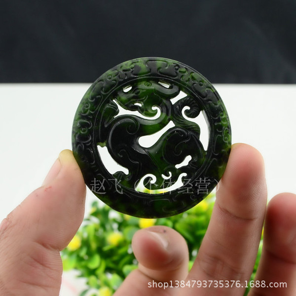 Black jade wholesale jade pendants jade pendant hollow black jade dragon pendant wholesale Antique