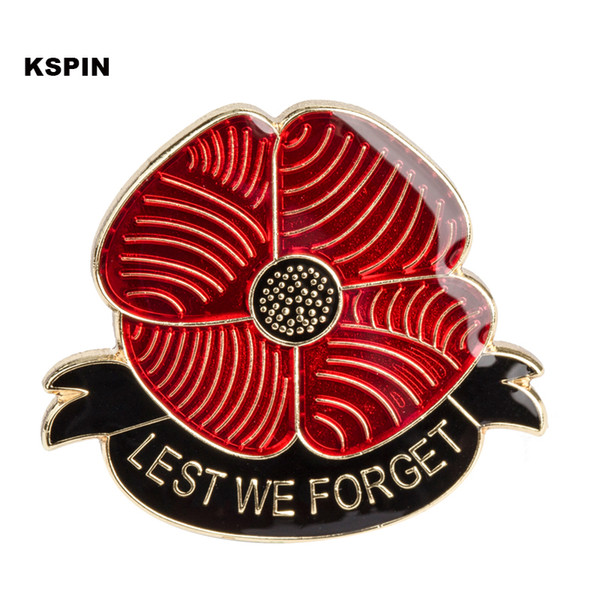 Lest We Forget Poppy Flower Lapel Pin Flag Badge Lapel Pins Badges Brooch XY0125