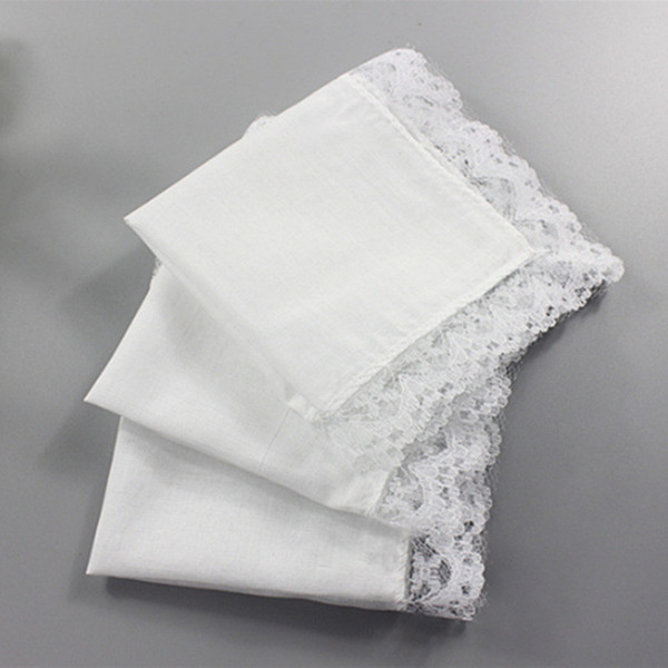 Lace Handkerchiefs Square Cotton Draw Graffiti Diy Women Lady White Table for Banquet Pure Hankie Party Supplies Handkerchief Hand Towel