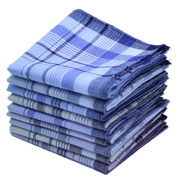 Handkerchiefs Plaid Stripe Hanky 100% Cotton Hankies Business Pocket Handkerchief Vintage Men Chest Towel Classic Squares Scarves YW3265