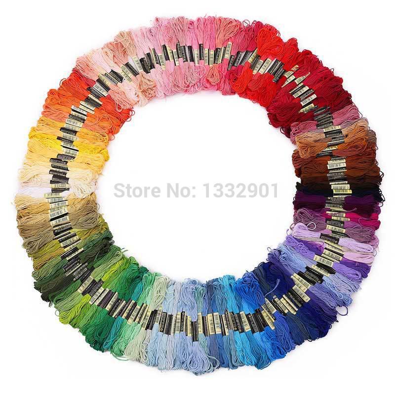 Wholesale-200 Cross Stitch Floss Cotton Thread Embroidery Sewing Multi Colors New