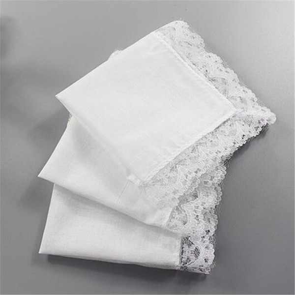 Lace Thin Handkerchief Woman Wedding Gifts Party Decoration Cloth Napkins Plain Blank DIY white Handkerchief C183