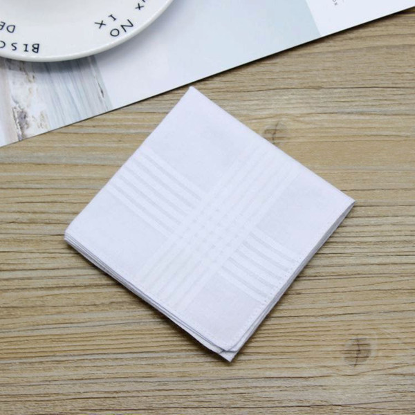 Male White Handkerchiefs Cotton Satin Table Handkerchief Super Soft Whitest Pocket Towboats Squares 38cm for Banquet Party