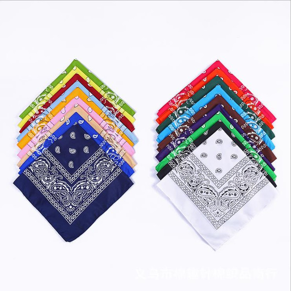 2018 New 55cm*55cm Hip Hop Bandana Square Scarf Polyester Headband Printed For Women/Men/Boys/Girls Black Red