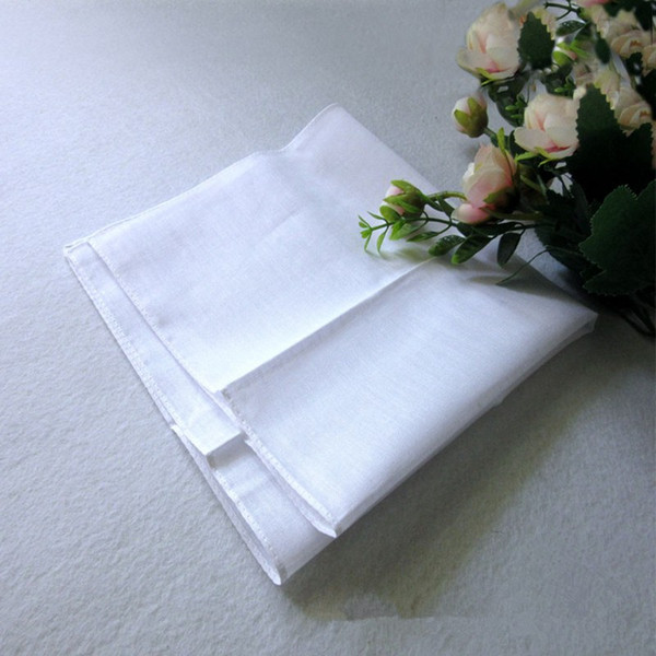 Wholesale Men women Pocket Cotton Handkerchiefs White Thin Square Plain Handkerchief DIY Hand Drawing small Handkerchief Sweat Towel 27*28cm