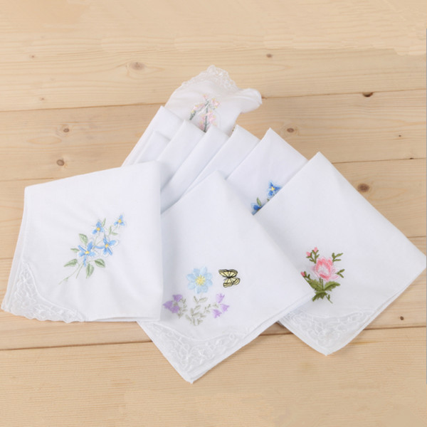 New Arrival White cotton enbroidery Handkerchiefs for women decoration partty dress small square towel cotton textile pure color