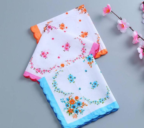 100% Cotton Handkerchief Cutter Ladies Handkerchief Craft Vintage Hanky Floral Wedding Handkerchief 30*30cm Random Color SN1900