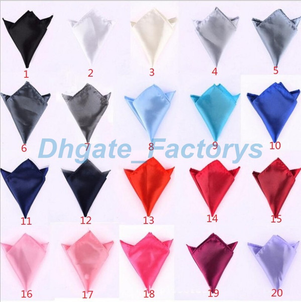 NEW Mens Polyester silk Satin Solid Plain Color Handkerchief Wedding Party Hanky Pocket Square Handkerchief All 36 Style JF-811