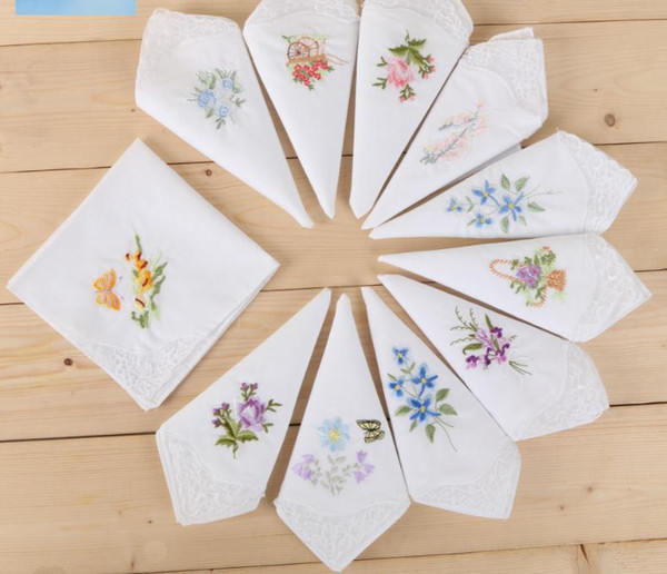 wholesale hot White Handkerchiefs cotton embroidery handkercheif for women decoration partty dress small square towel cotton