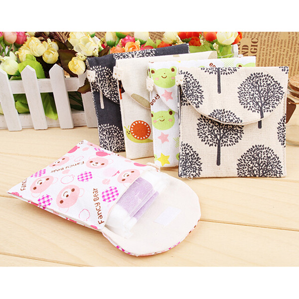 Women Lady Cotton Full Dots Sanitary Napkin Bags Sanitary Pad Towel Storage Bag Travel Outdoor Holder Bags Purse Organizer