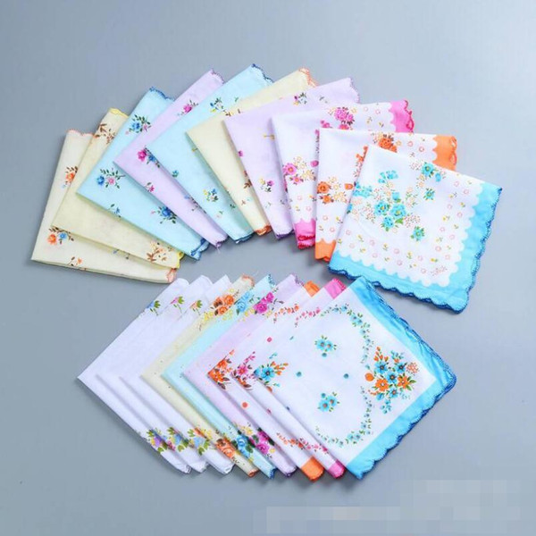 hot 100% Cotton Handkerchief Cutter Ladies Handkerchief Craft Vintage Hanky Floral Wedding Party Handkerchief 30*30cm LX4627