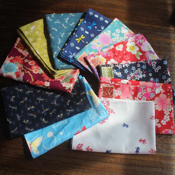 (6pcs /Lot )Japanese Style Furoshiki Handkerchief Cotton Printed 35cm Women Gilr Kids Handkerchief New Hot Handkerchief