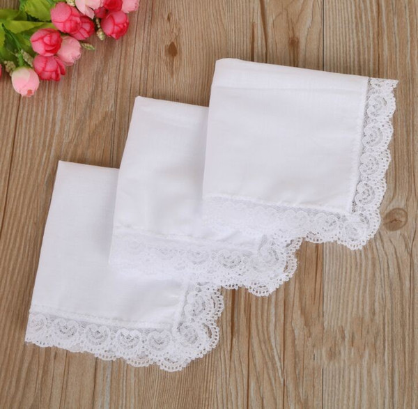 White Lace Thin Handkerchief Woman Wedding Gifts Party Decoration Cloth Napkins Plain Blank DIY Handkerchief 25*25cm