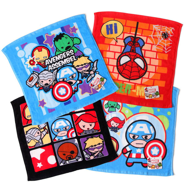 Baby Kids The Avengers Towel/ Iron Man Cotton Face Towels Children Hulk Handkerchief Kids Captain America Square Sweat Towel Yarn