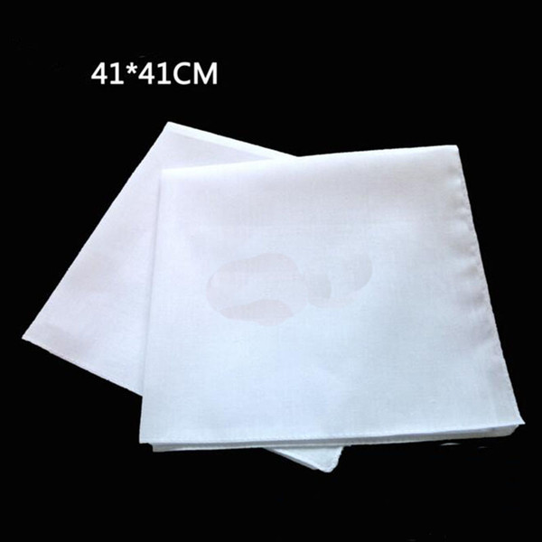 41cm*41cm Square Handkerchiefs 100% Cotton Hankerchiefs Pure White Women Men Pocket Wedding Plain DIY Print Draw Hankie