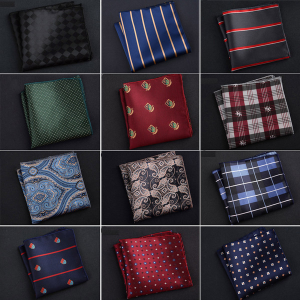 Luxury Men's Handkerchief Polka Dot Striped Floral Printed Hankies Polyester Hanky Business Pocket Square Chest Towel 23*23CM