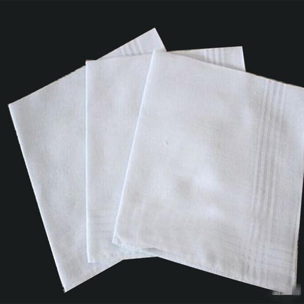 100pcs/lot New 100% cotton male table satin handkerchief towboats square handkerchief whitest 34cm 2016 hot