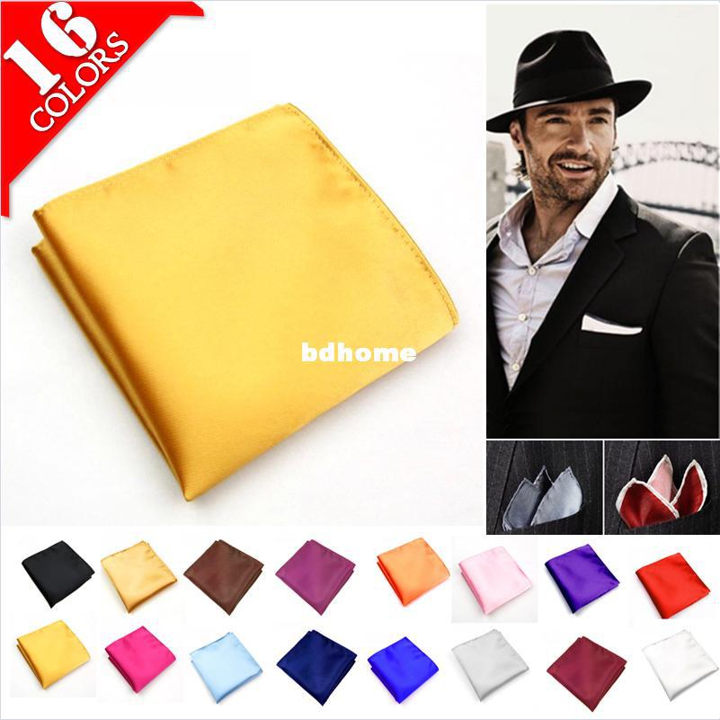 Wholesale Male Mens Silk 100% Pocket Square Solid Color Towel Handkerchiefs Tower Snot-rag Hanky Hankies Free Shipping