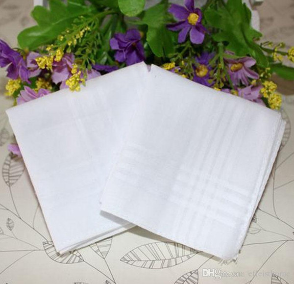 Wholesale 40*40CM pocket Handkerchiefs 100% cotton male table satin strip handkerchief square handkerchief white free shipping