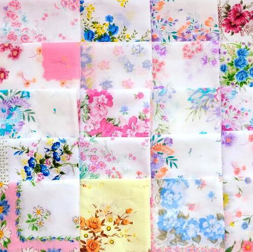 Wholesale Beautiful Printing Handkerchief Cutter Craft Lady's Floral Hanky Handkerchiefs For Wedding Party favor Best gift