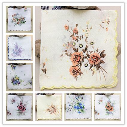 100% Cotton Handkerchief Cutter Ladies Handkerchief Craft Vintage Hanky Floral Wedding Party Handkerchief Support Drop Shipping