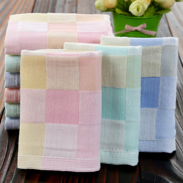 Children towel double-layer cotton plaid gauze small kerchief Hand towel child pinafore