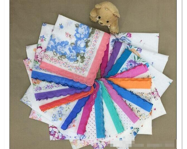 100% Cotton Handkerchief wholesale Towels Cutter Ladies Floral Handkerchief print Party Decoration Cloth Napkins Craft Vintage Hanky Wedding