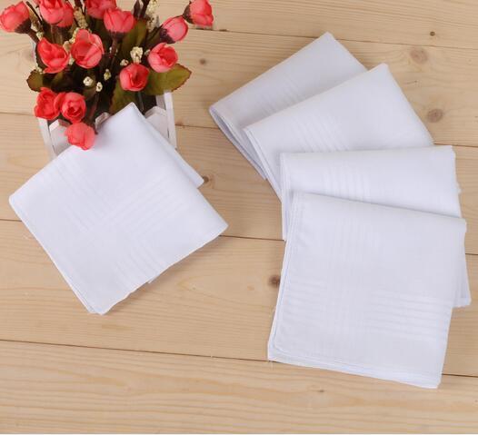 New 100% cotton 40*40cm kerchief Unisex table satin handkerchief Small and fresh monochrome square handkerchief whitest