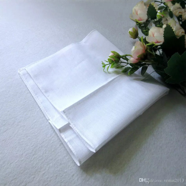 Wholesale white handkerchief, pure white handkerchief, pure color small square, cotton sweat towel, plain handkerchief,free shipping