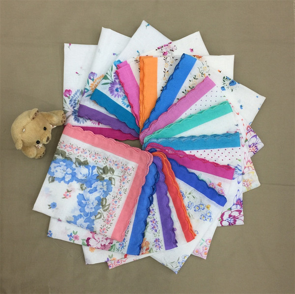 Wholesale 100% Cotton Handkerchief Cutter Ladies Handkerchief Craft Vintage Hanky Floral Wedding Party Handkerchief Support 30*30cm