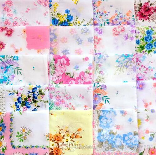 Wholesale Beautiful Printing Handkerchief Cutter Craft Lady's Floral Hanky Handkerchiefs For Wedding Party favor Best gift