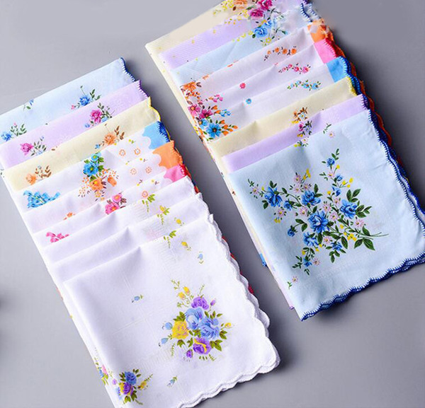 100% Cotton Handkerchief Towels Cutter Ladies Floral Handkerchief Party Decoration Cloth Napkins Craft Vintage Hanky Oman Wedding Gifts SF35