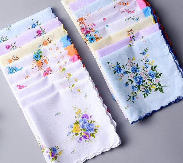 Cotton Handkerchief Cutter Ladies Handkerchief Craft Vintage Hanky Floral Wedding Party Handkerchief Support 30*30cm Random Color