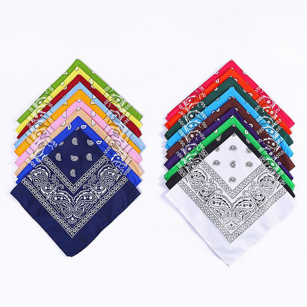 2018 New 55cm*55cm Hip Hop Bandana Square Scarf Polyester Headband Printed For Women/Men/Boys/Girls Black Red