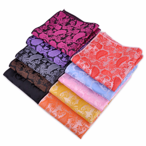 10pcs /Set Rayon Classic Men Paisley Floral Square Pocket Handkerchief Jacquard Hanky Hankie For Wedding Party