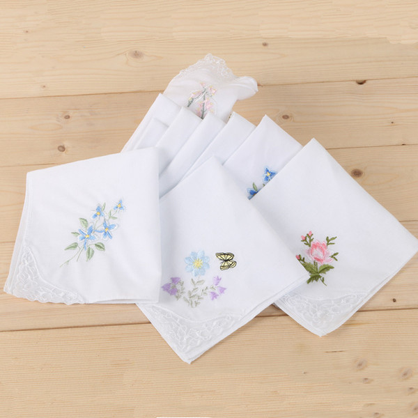 New Arrival White cotton enbroidery Handkerchiefs for women decoration partty dress small square towel cotton textile pure color