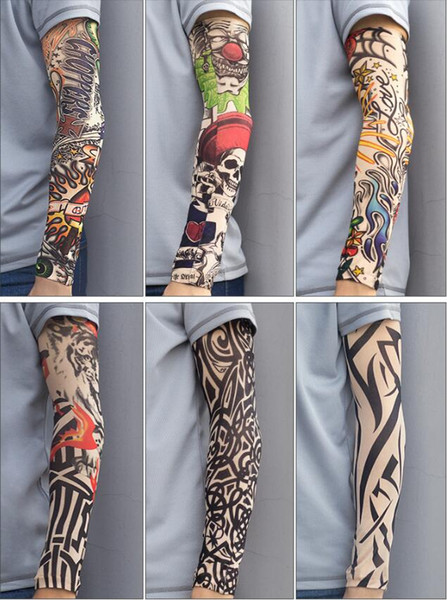 New ArrivalFashionable Elastic Tattoo Sleeves Riding UV Care Cool Printed Sun-proof Arm Protection Glove Fake Temporary Tattoo for Men Women