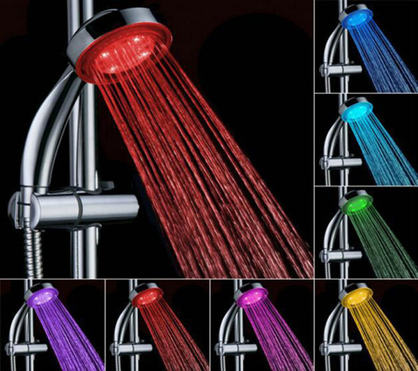 RGB automatic color changing lighted bathroom LED shower head glow in the dark no battery led shower head water Rainfall flow power