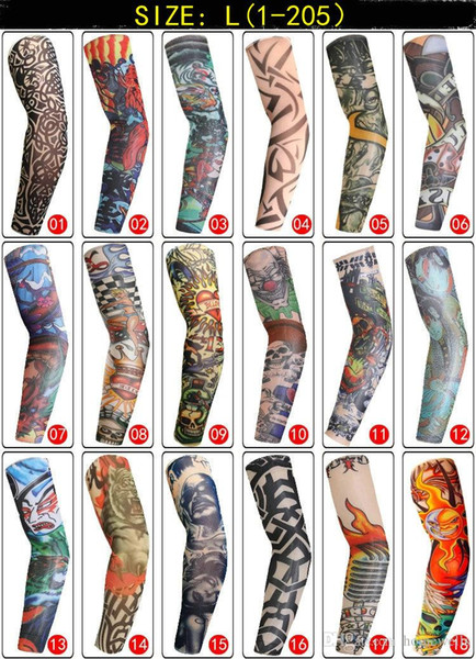 Trendy Unisex Outdoor Sport Anti-UV Fake Tattoo Sleeves Motorcycle Hiking Arm Protective Warm Stocking Sleeves Temporary Tattoo