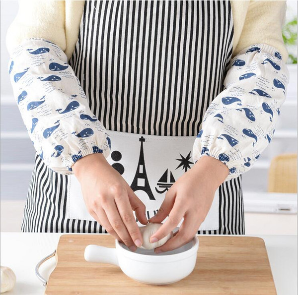 new household kitchen cleaning products Japan style cute cartoons long printed cotton linen protective sleeves oversleeve free shipping