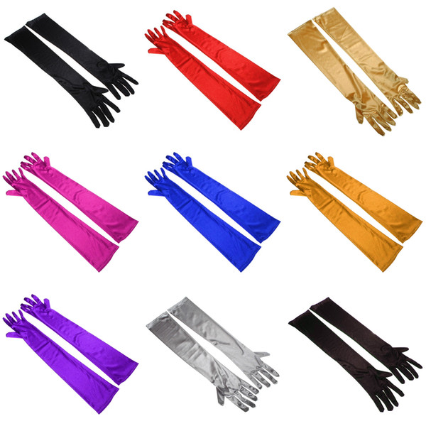 Garment gloves lengthen over elbow pure color evening dress performance fun sleeve spandex elastic satin sleeve