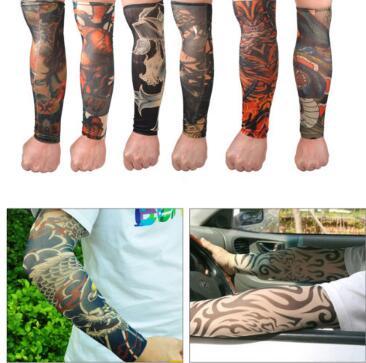 Multi Style Nylon Seamless Elastic Fake Temporary Tattoo Sleeve Body Arm Sleeve Tatoo for Cool Unisex Protective Sleeve CCA9915 500pcs