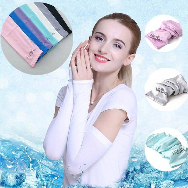 Fashion Ice Silk Sleeves UV Sun Protection outdoor driving riding travel thin sports ice Cuff IA528