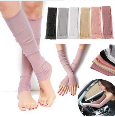 6 Colors Sunscreen Cuff Long Arm Lace Soft Sunscreen Sleeves Sunshade Cool Arm Outdoors Trip 52cm DC118