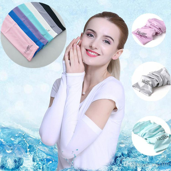 Fashion Ice Silk Sleeves UV Sun Protection outdoor driving riding travel thin sports ice Cuff IA528