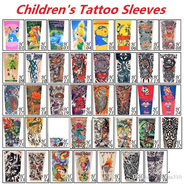 Newest Multi style Cheap ChildrenTattoo Sleeves Kids Tattoo Arm Sleeves simulation Tattoo Sleeves Body Art sleevelet 2178