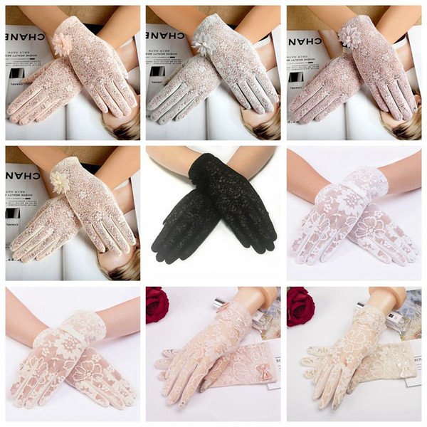 summer lace touch screen gloves uv sun protection lace Driving Gloves Anti skid Protective Sleeves Cotton Short lace gloves for girls women