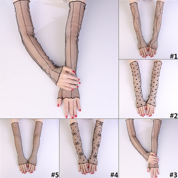 Women's Summer Tulle Long Sunscreen Sleeve Gloves UV Protection Outdoor Riding Arm Sleeve Sunscreen Protective Sleeves H0083-1