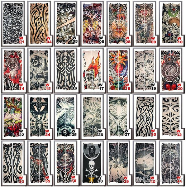 Newest Multi style Nylon seamless elastic Fake temporary tattoo sleeve designs body arm sleeve tatoo for cool men women sleevelet 2177