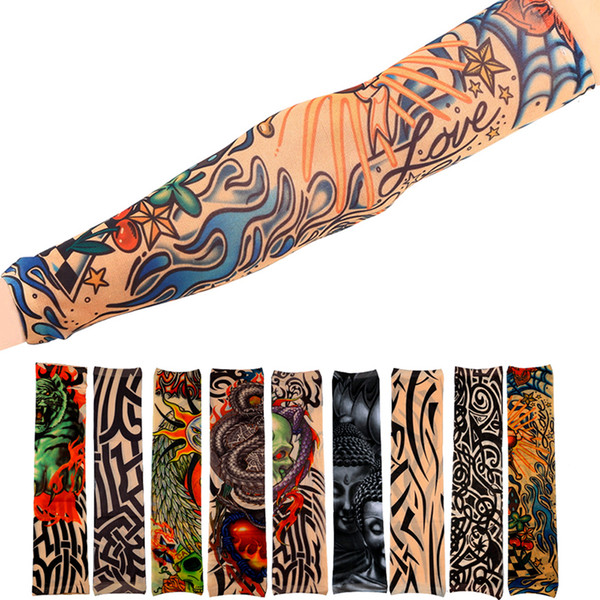 1PC Cycling Sports Tattoo Sleeves UV Cool Arm Sleeves Cycling Running Arm Warmer Sport Elastic Oversleeve Arm Warmers